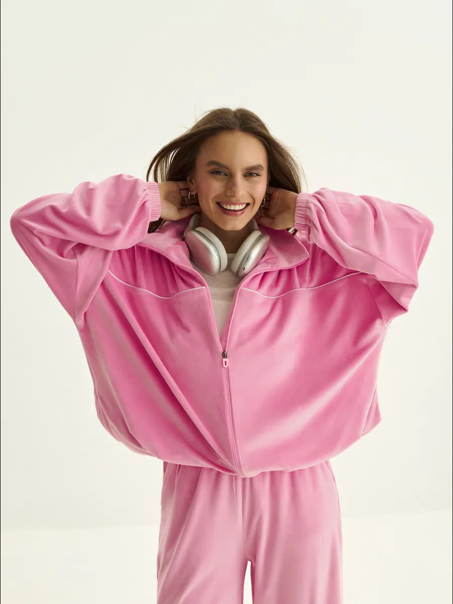 Damen Sportliche Fleece-Jacke mit hohem Kragen WW