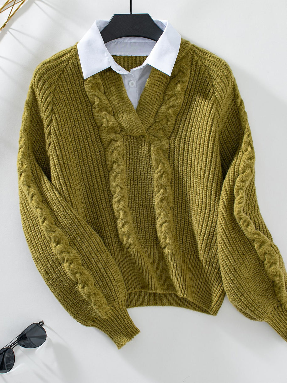 Damen Strickpullover mit stylischem Kragen WW