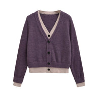 Damen Strickjacke mit V-Ausschnitt und kontrastierenden Details WW