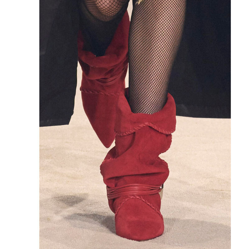 Damen Slouchy Knöchelstiefel mit dekorativem Schnallen-Detail WW