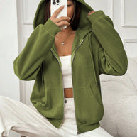 Damen Fleecejacke mit Kapuze und Reißverschluss WW