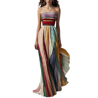 Damen Maxikleid mit schwingenden Falten und elegantem Bandeau-Ausschnitt WW