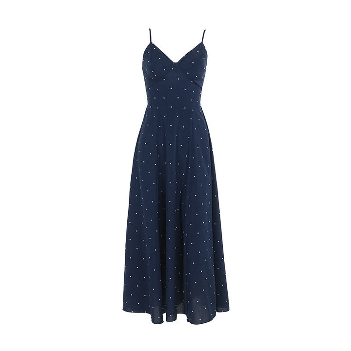 Damen Midikleid mit zarten Spaghetti-Trägern und punktuellem Design W&W Mode