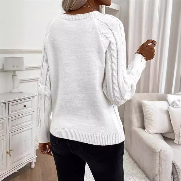 Damen Strickpullover mit strukturiertem Rautenmuster und dekorativen Knöpfen WW