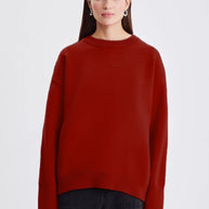 Damen Bequemer und eleganter Strickpullover mit überschnittenen Schultern und Rippenbündchen WW