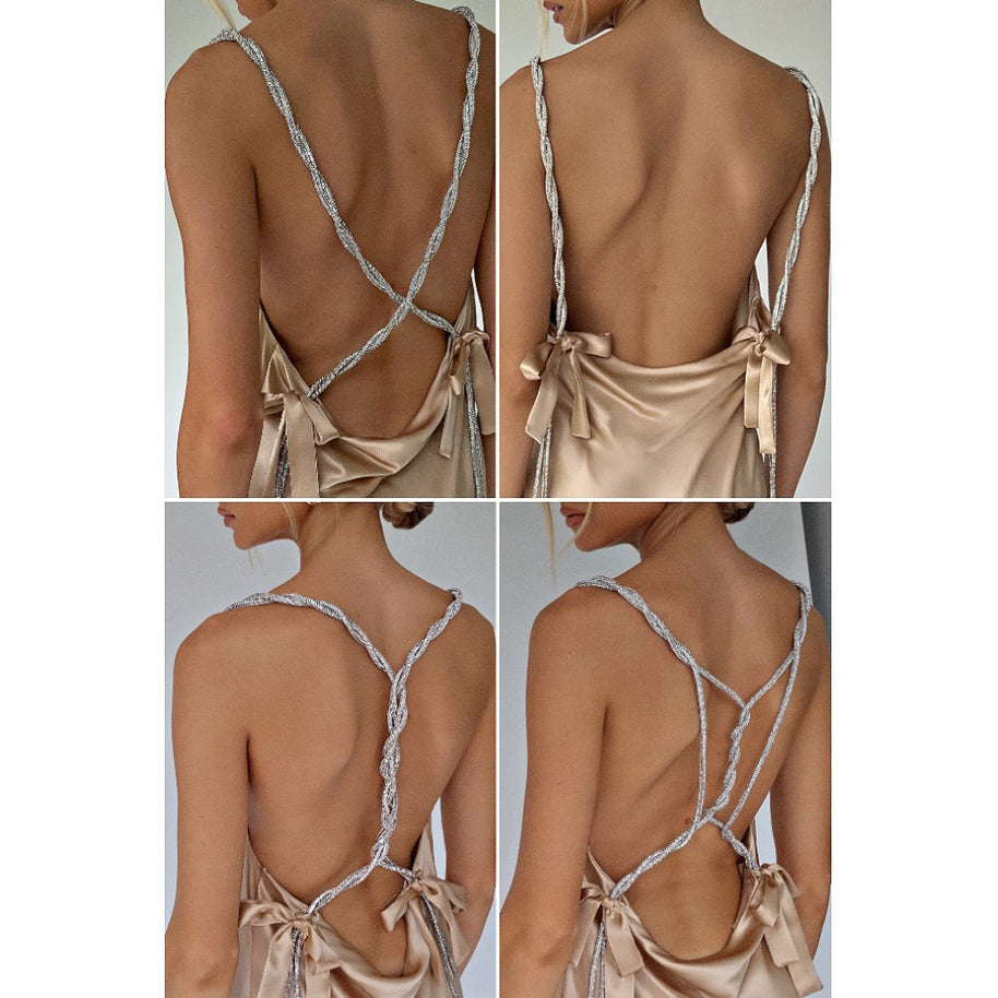 Damen Satin-Nachtkleid mit feinen Trägern und eleganter Passform WW