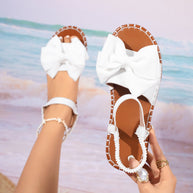 Damen Sandalen mit modischem Schleifen-Design und rutschfester Sohle WW