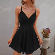 Damen sommerliches Trägerkleid mit V-Ausschnitt WW