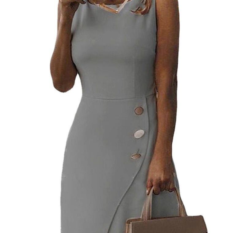 WW | Ärmelloses Einfarbiges Elegantes Wickelkleid
