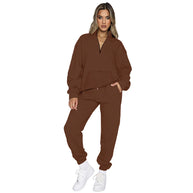 Damen Sportliches Set mit hohem Kragen und Taschen WW