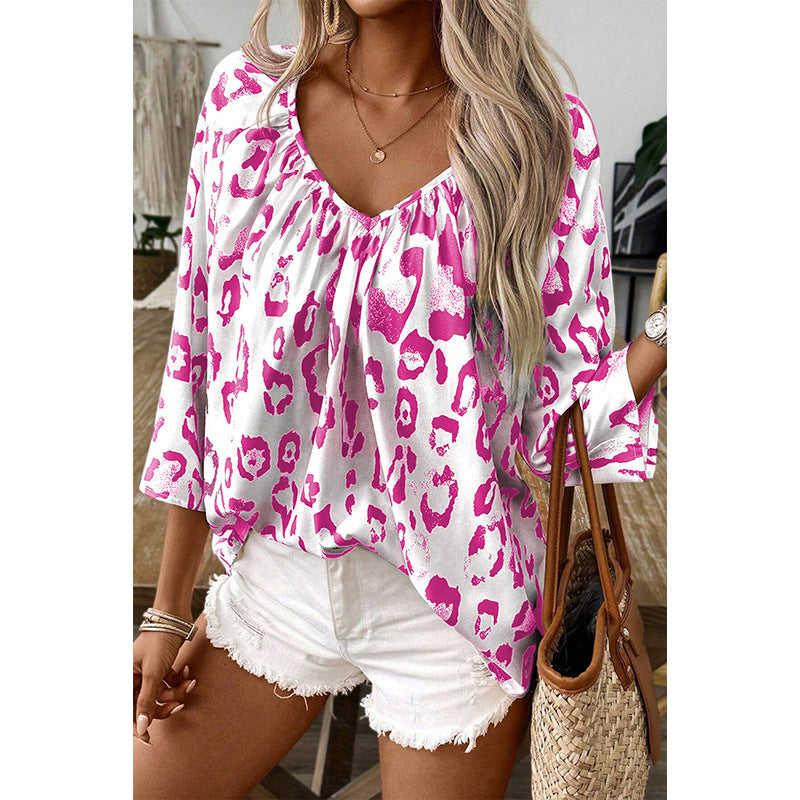 Damen Blusentop mit lockerer Passform und schickem Leo-Print WW