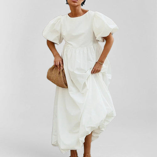 Damen Maxikleid mit voluminösen Ärmeln und hohem Taillenansatz W&W Mode