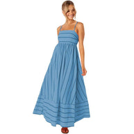 Damen Maxikleid aus gestreiftem Baumwollstoff WW