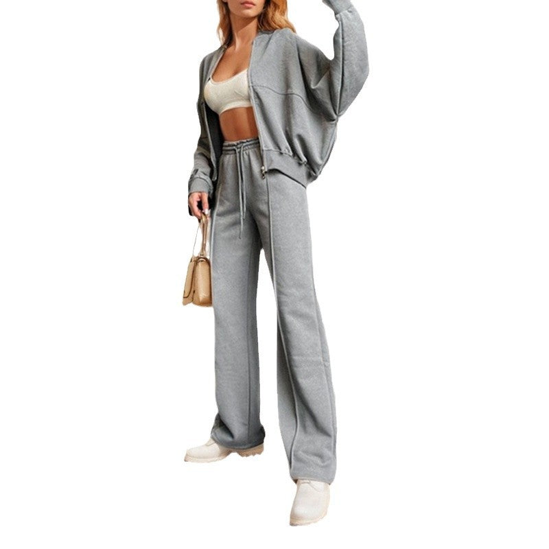 Damen lässiger Zweiteiler mit oversized Hoodie und eleganter Hose WW