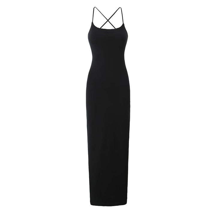 Damen lässiges Maxikleid mit verstellbaren Trägern und elegantem Rücken W&W Mode