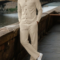 Herren eleganter Freizeitanzug mit strukturierter Oberfläche und praktischen Taschen WW