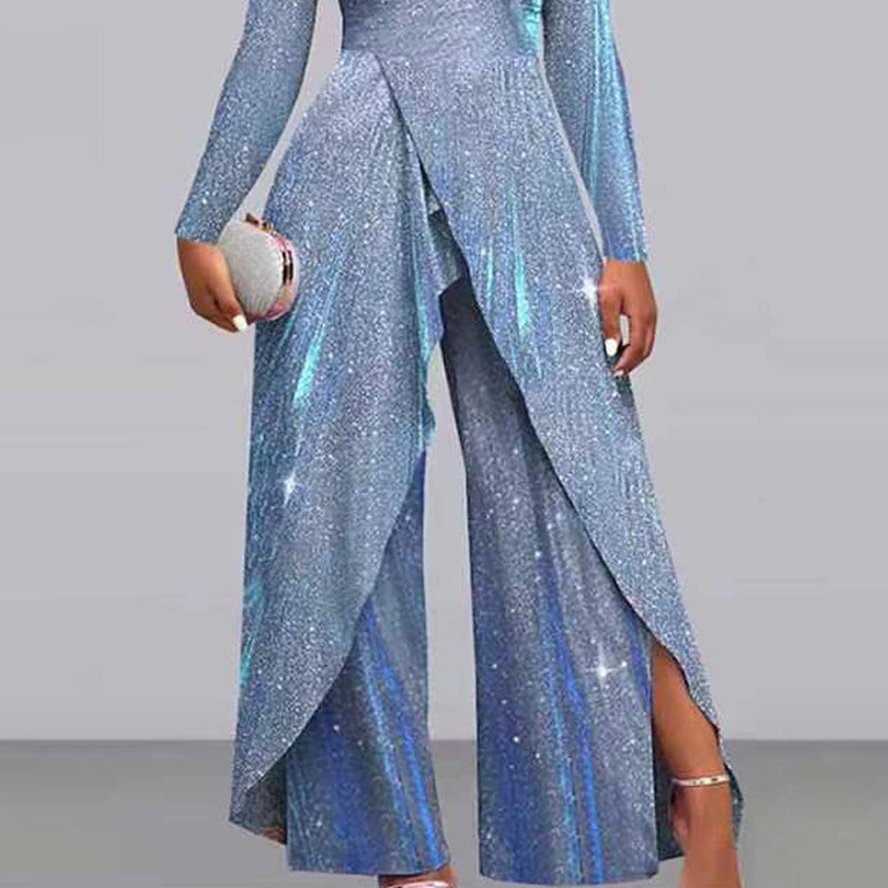 Damen Glamouröser Jumpsuit mit schimmerndem Paillettenbesatz und eleganten Cut-Outs W&W Mode