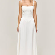 WW | Abendkleid Satin Glanz Spaghetti Träger Rückenfrei Schmaler Schnitt Elegantes Kleid