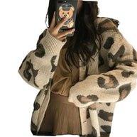 Damen Strickjacke im Leopardenmuster WW