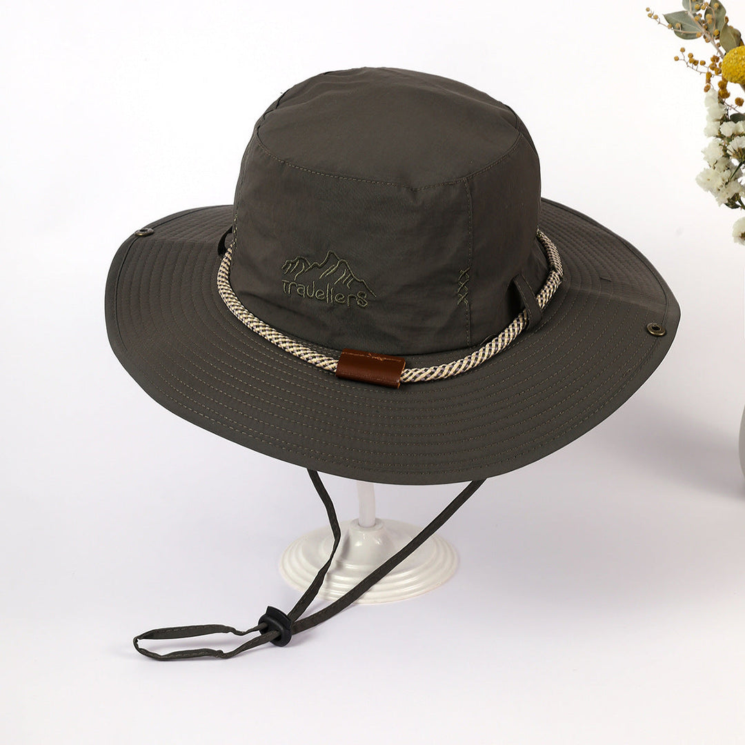 Damen Sonnenhut mit breiter Krempe und integriertem Nackenband W&W Mode