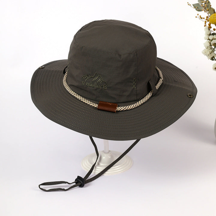 Damen Sonnenhut mit breiter Krempe und integriertem Nackenband W&W Mode