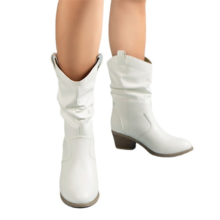 Damen-Cowboystiefel aus Leder mit wasserdichtem Design
