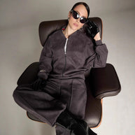 Damen sportliche und elegante Trainingsjacke mit weit geschnittenen Hosen WW