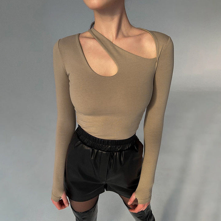 Damen Bodysuit mit asymmetrischem Ausschnitt und modischem Knoten W&W Mode