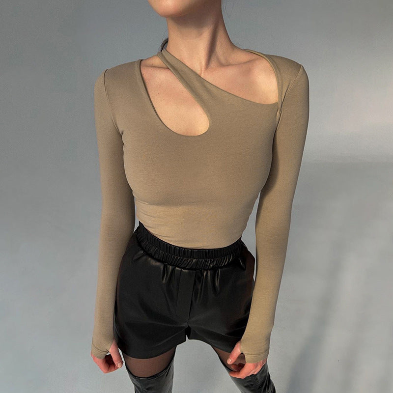 Damen Bodysuit mit asymmetrischem Ausschnitt und modischem Knoten W&W