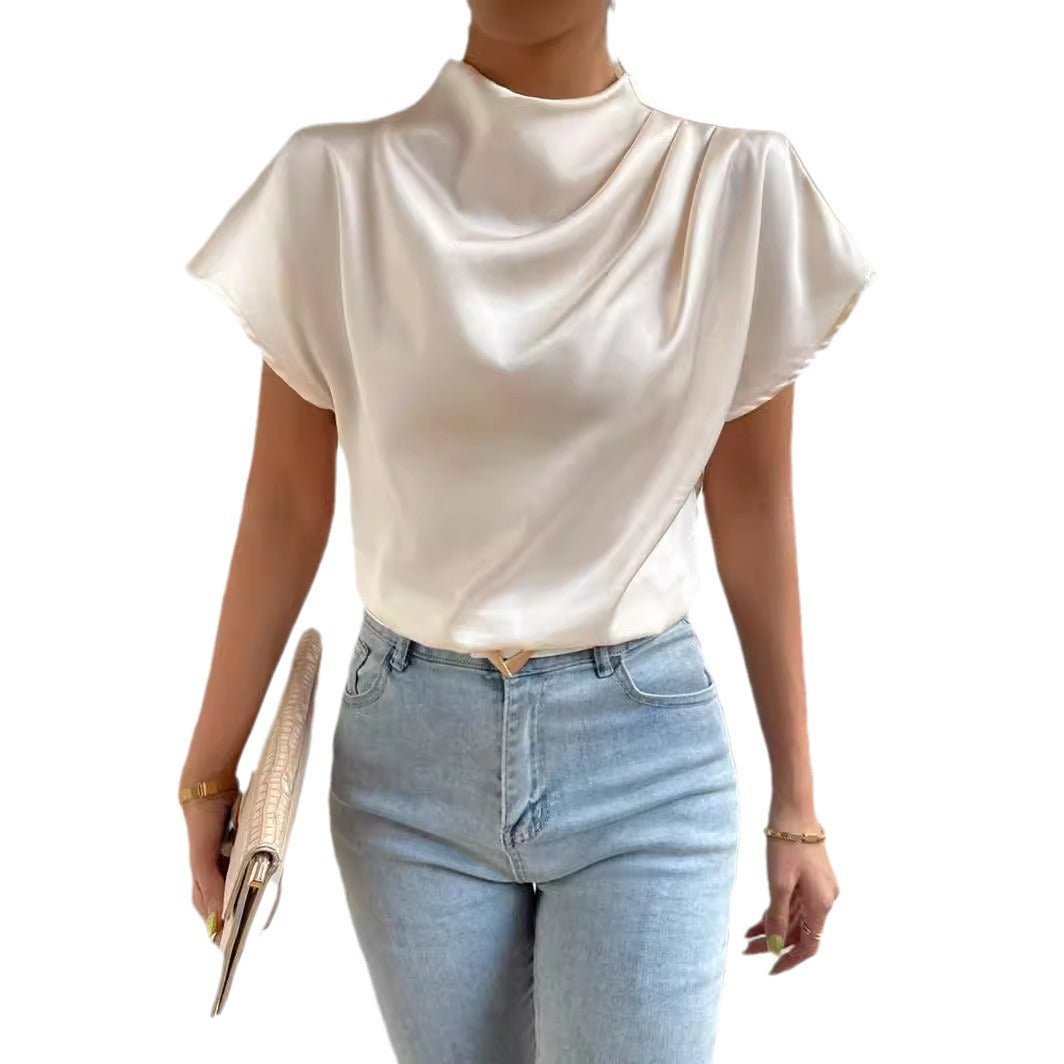 Damen Modisches Satin-Blusenshirt WW