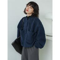 WOLF Lässig Lang Ärmel Taschen Blau Jacke