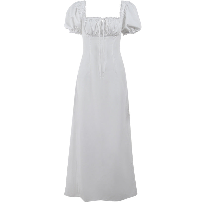 Damen Maxikleid mit Puffärmeln und romantischem Rüschendetail W&W Mode