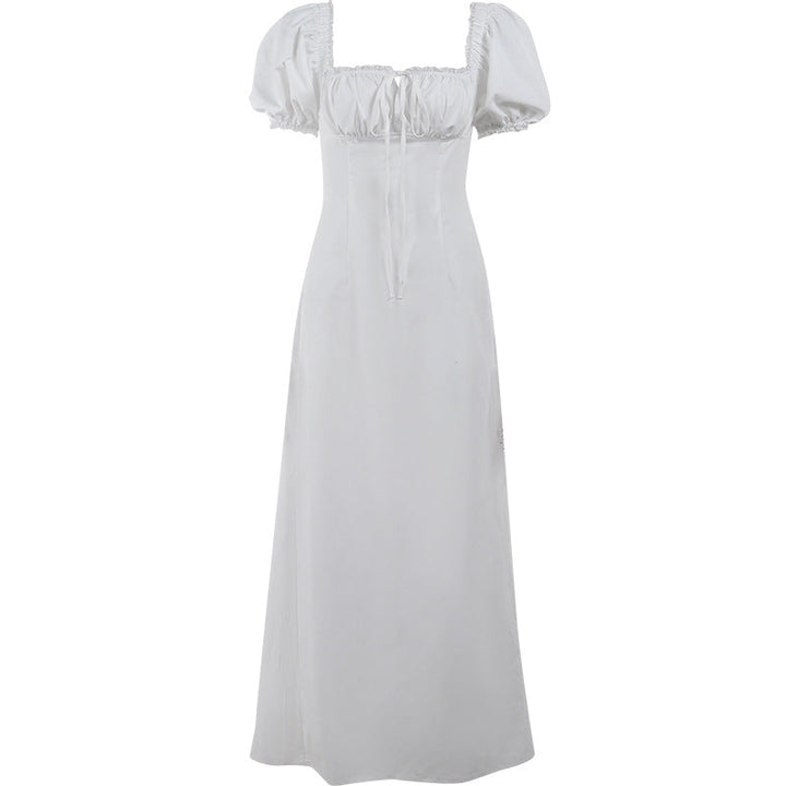 Damen Maxikleid mit Puffärmeln und romantischem Rüschendetail W&W Mode