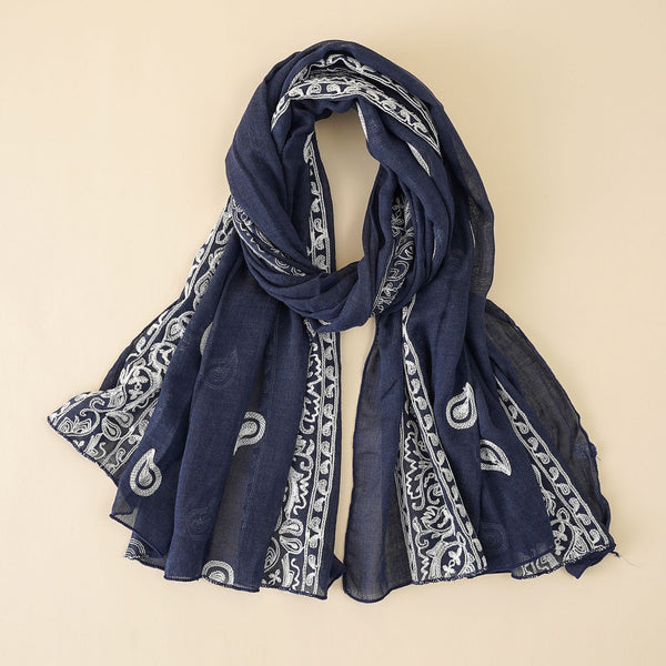 Damen eleganter Schal aus hochwertigem Chiffon mit filigraner Stickerei WW