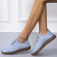 Damen bequeme Schnürschuhe aus hochwertigem Leder mit ergonomischer Sohle WW