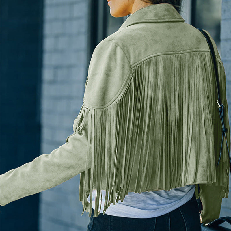 Damen Fransenjacke aus hochwertigem Suede-Mix WW