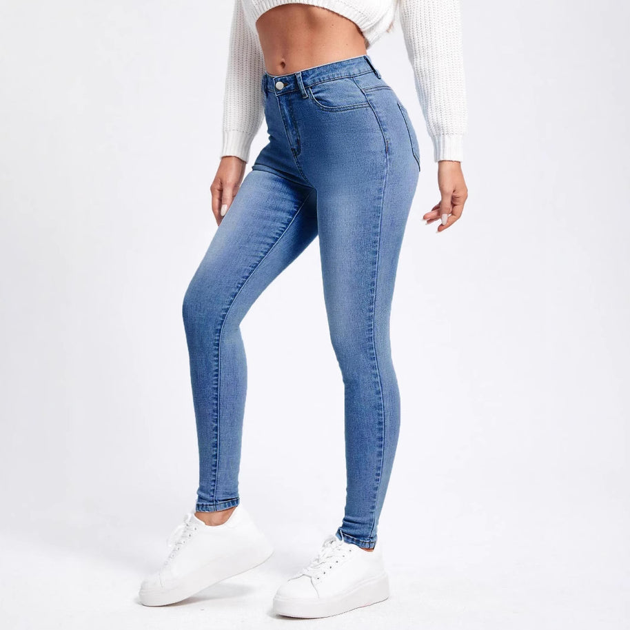 Damen Slim Fit Jeans mit hohem Taillenschnitt und figurformendem Stretch WW