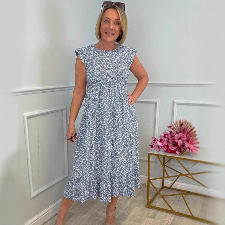 Damen luftiges Maxikleid mit Rüschen und floralem Design WW