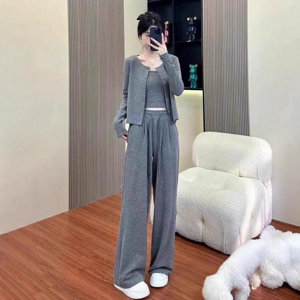 Damen Bequemes und lässiges Strick-Loungewear-Set WW