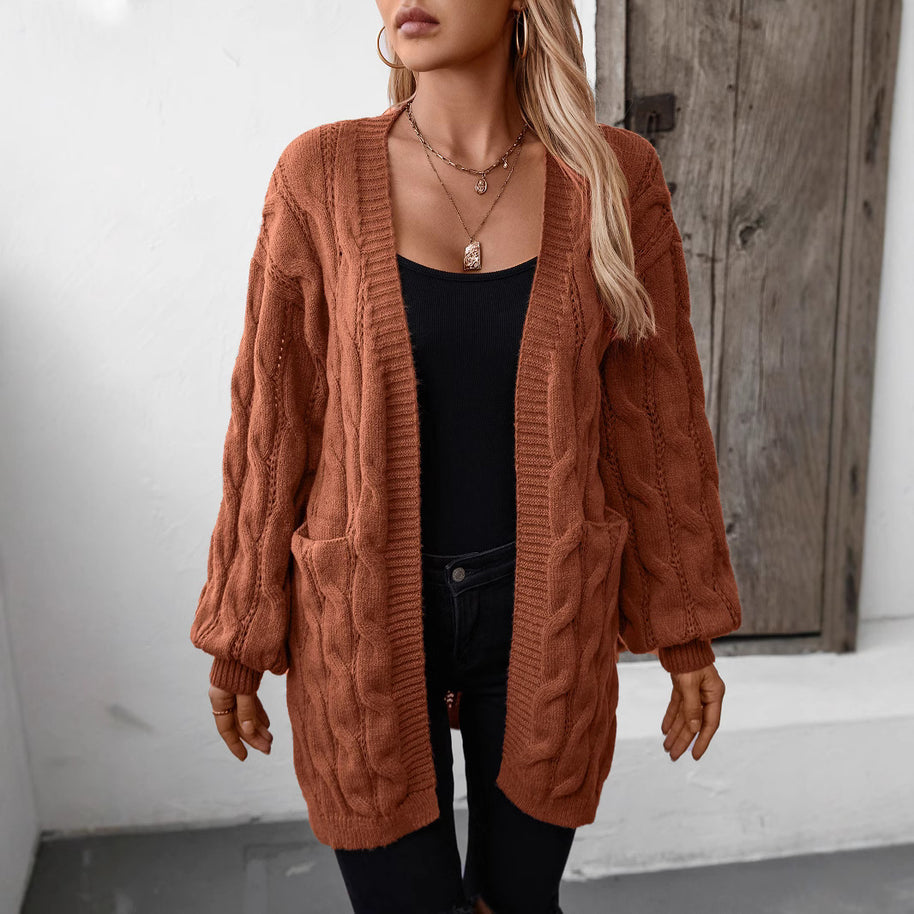 Damen Strickjacke mit V-Ausschnitt und praktischen Taschen WW