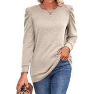 Damen lässiges Sweatshirt mit Puffärmeln und asymmetrischem Saum WW