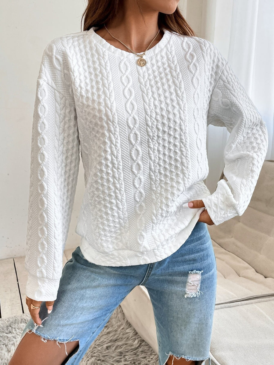 Damen Strickpullover mit strukturierter Oberflächentextur und elegantem Rundhalsausschnitt WW