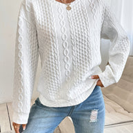 Damen Strickpullover mit strukturierter Oberflächentextur und elegantem Rundhalsausschnitt WW