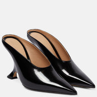 Damen Spitzzehen Metallic Wedge Mules mit skulpturiertem Absatz WW