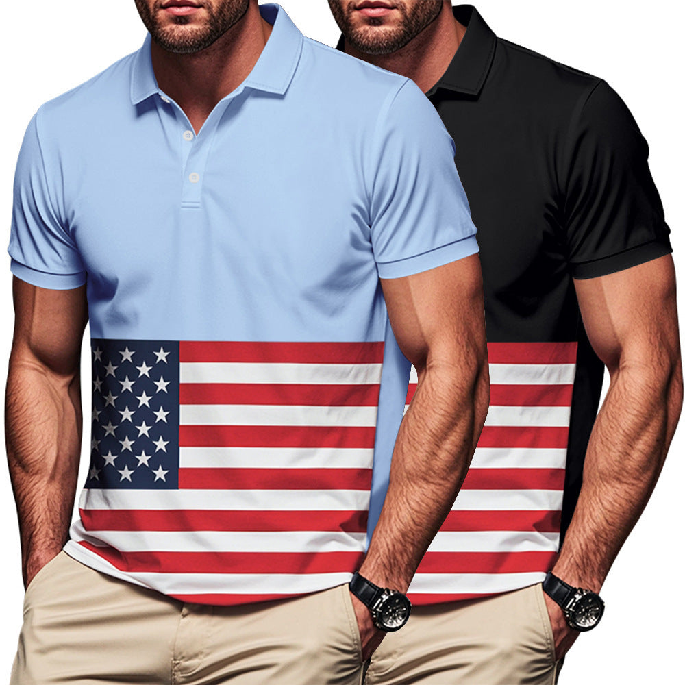 Herren Poloshirt mit Flaggenmuster WW