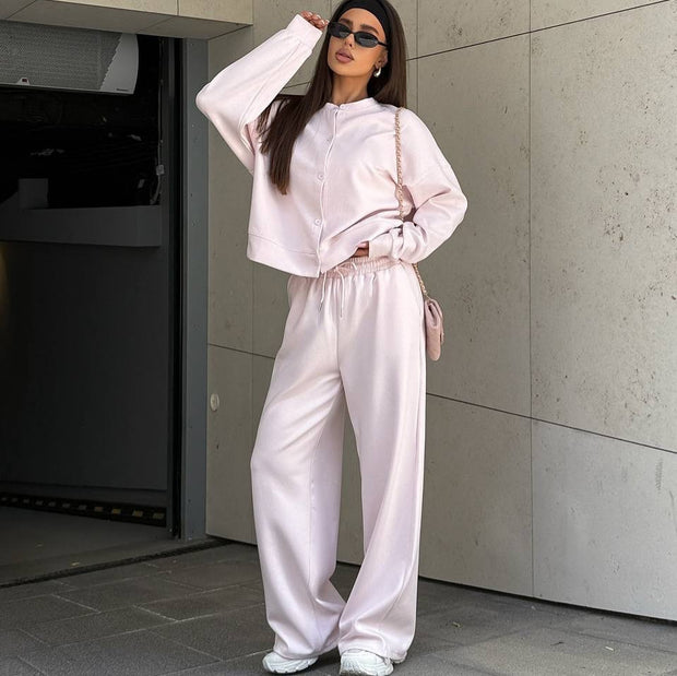 Damen sportliches Freizeit-Set mit lockerem Schnitt und praktischen Taschen WW