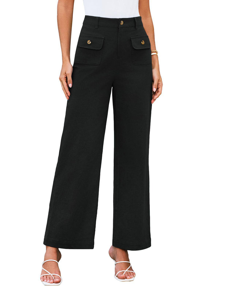 Damen weite Cargo-Hosen mit seitlichen Taschen und hohem Bund WW