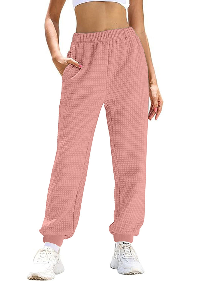 Damen lockere Waffelstruktur Jogginghose W&W Mode