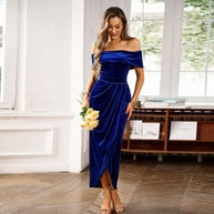 WW | Edles Samtkleid Elegant Off-Shoulder