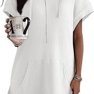 Damen lässiges Hoodie-Kleid mit praktischer Kängurutasche und Relaxed-Fit WW